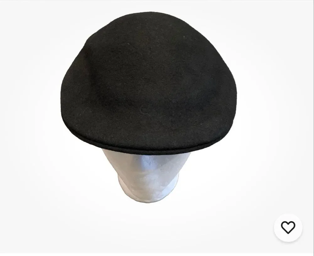 Stetson Black Wool Newsboy Flat Driving Cap Hat Mens Size Large